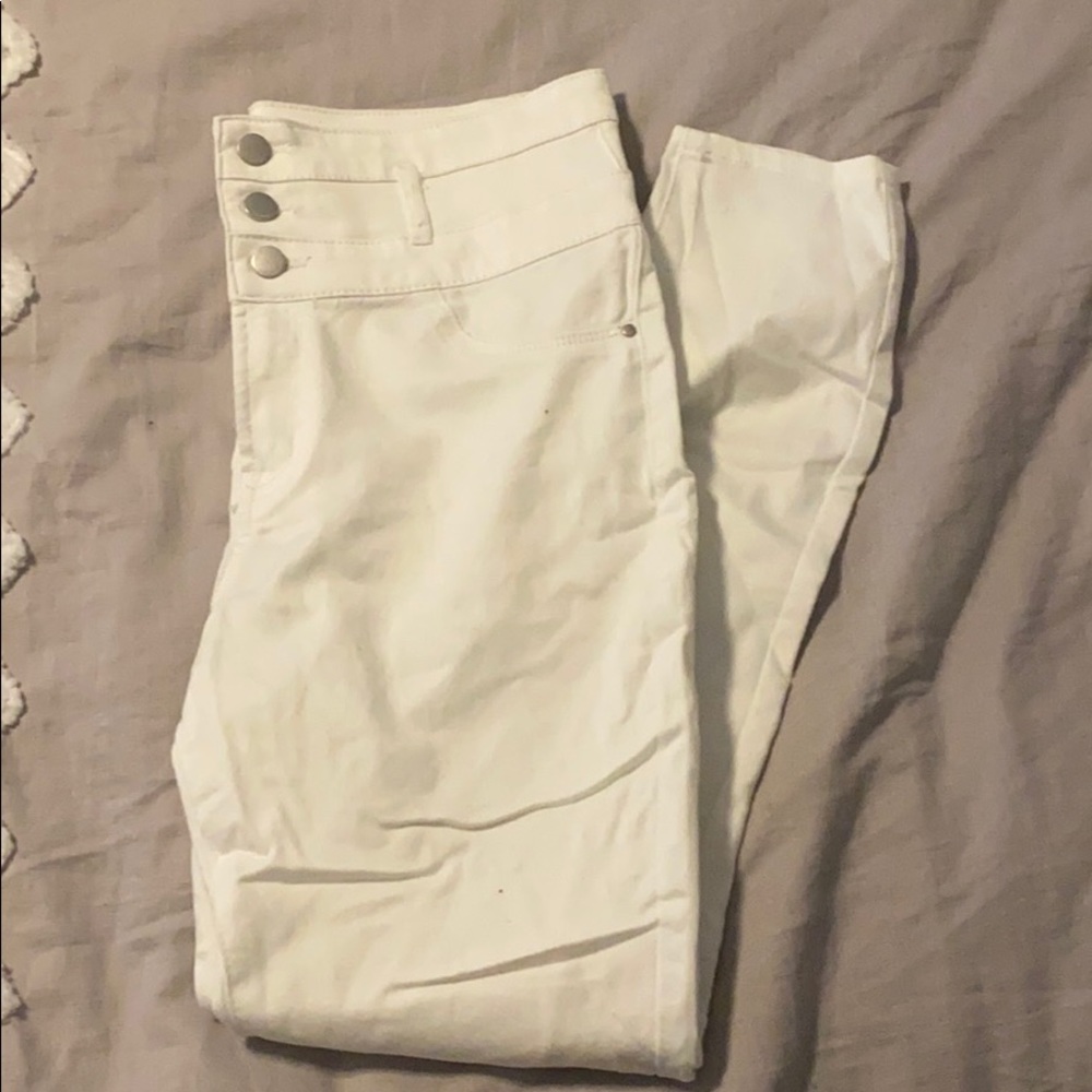 High Waisted White Skinny Jeans